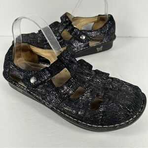 Alegria Black Textured Flats